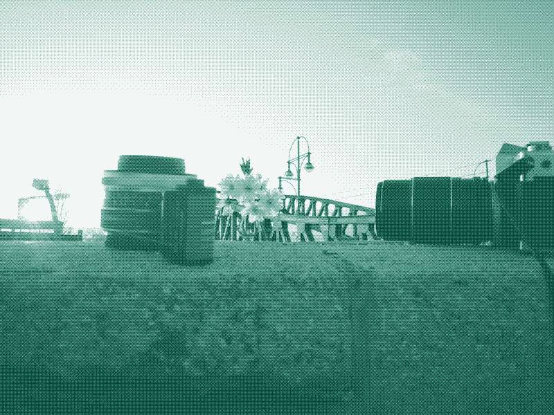 My Exakta TL100, a 35mm Lens and a roll of film near the Bornholmer Brücke